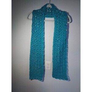 Handmade Crochet Men's Women's Mint Blue Soft Scarf 73" X 7" Acrylic
